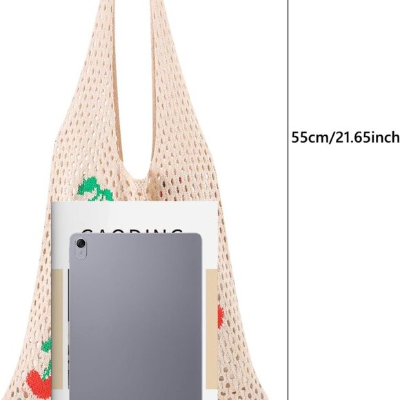 Crochet Tote Bag Mesh Beach Bag Fairycore Hobo Women's Shoulder Purse - Picture 2 of 7